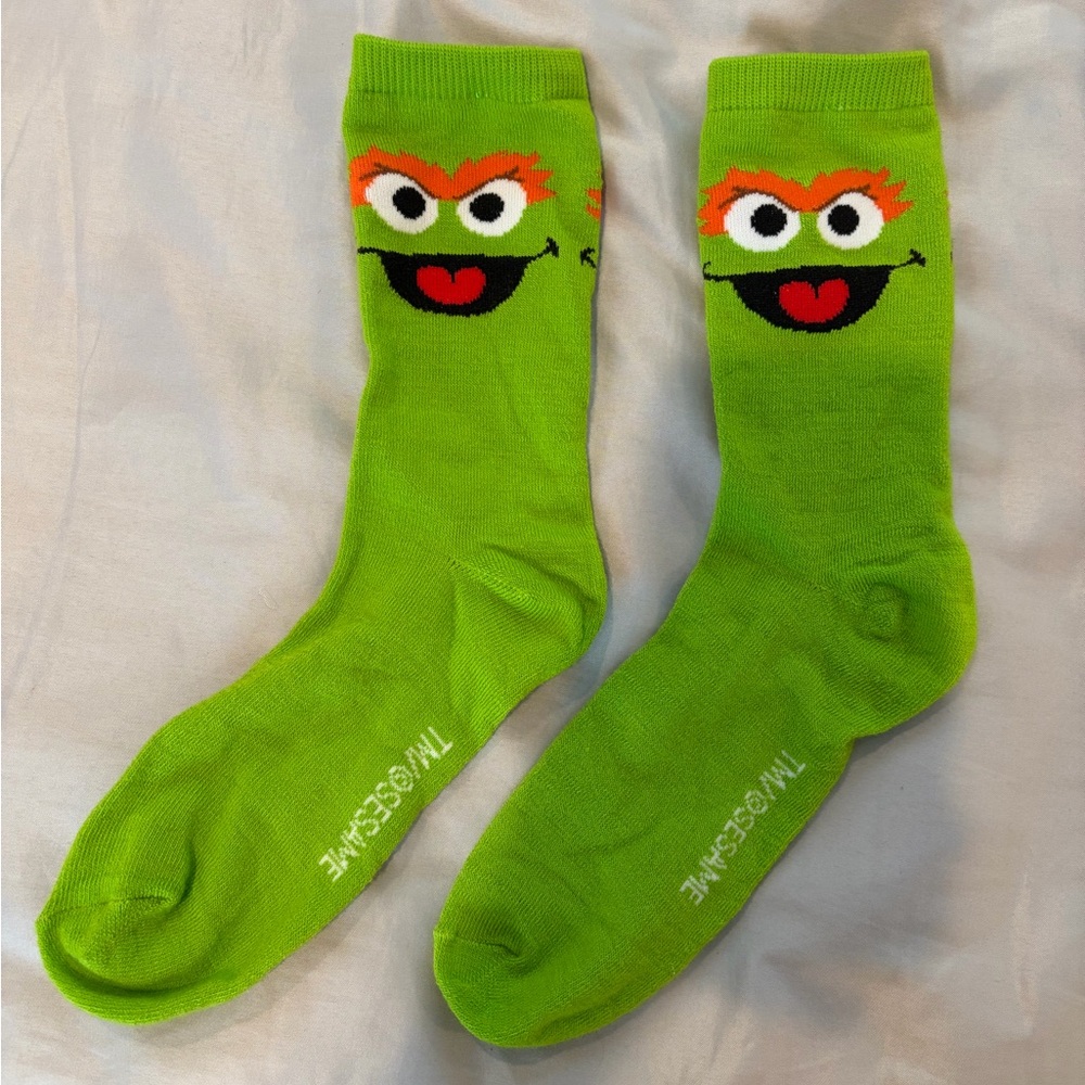 Green Oscar The Grouch Crew Socks